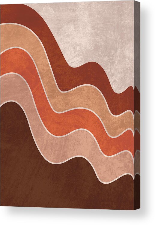 Cascade Acrylic Print featuring the mixed media Cascade - Minimal Brown Abstract by Studio Grafiikka