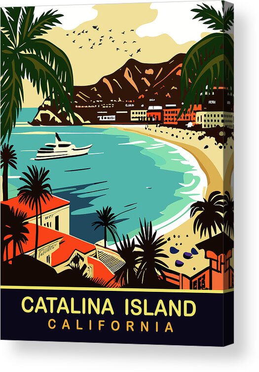 Catalina Island Acrylic Print featuring the digital art Catalina Island Coast by Long Shot