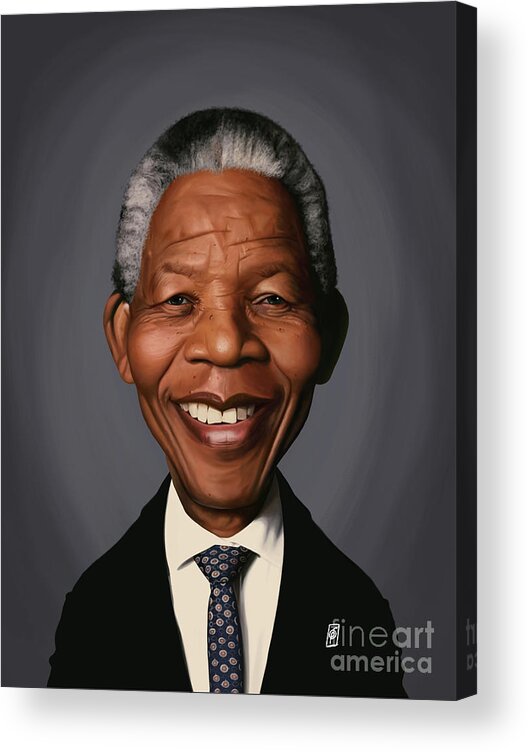 Illustration Acrylic Print featuring the digital art Celebrity Sunday - Nelson Mandela by Rob Snow