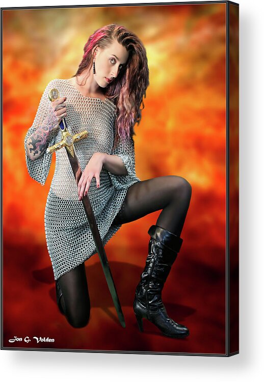 Sword Acrylic Print featuring the photograph Chain Mail Shirt And Sword by Jon Volden