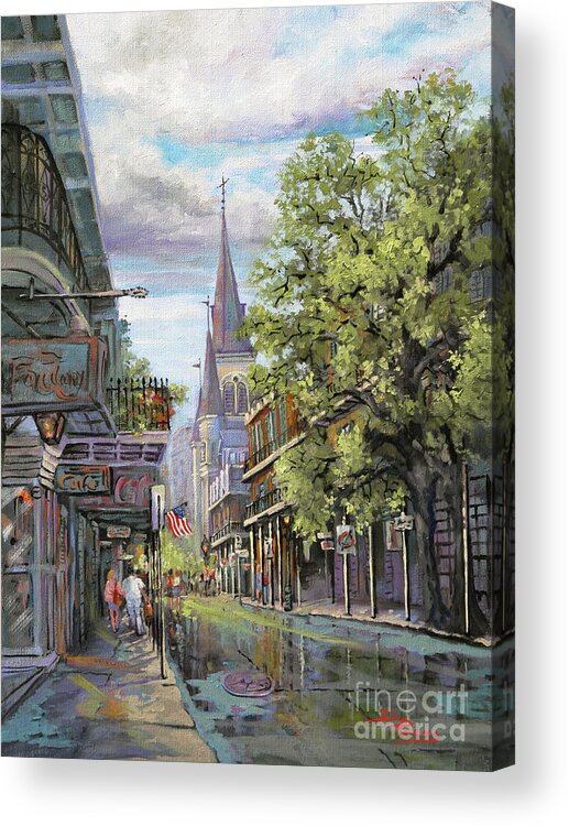 New Orleans Paintings Acrylic Print featuring the painting Chartres Rain by Dianne Parks
