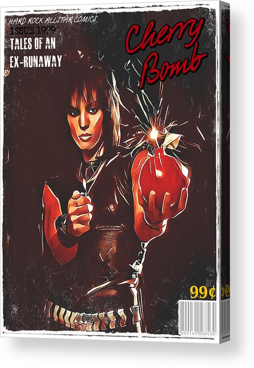 Joan Jett Acrylic Print featuring the digital art Cherry Bomb Comic Book by Christina Rick
