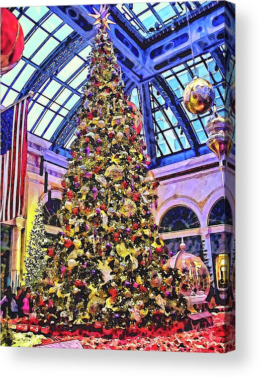 Christmas Tree Acrylic Print featuring the photograph Christmas Tree, Bellagio, Las Vegas by Tatiana Travelways