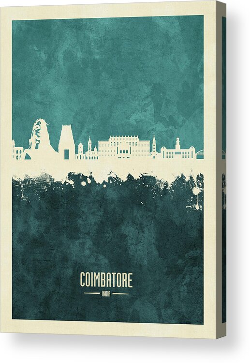 Coimbatore Acrylic Print featuring the digital art Coimbatore Skyline India #85 by Michael Tompsett