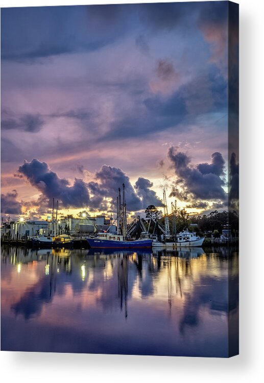 Clouds Acrylic Print featuring the photograph Colorful and Powerful Bayou Sunset by Brad Boland
