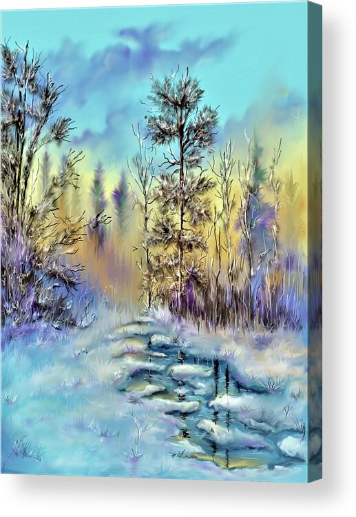 Winter Acrylic Print featuring the digital art Colorful winter by Darren Cannell