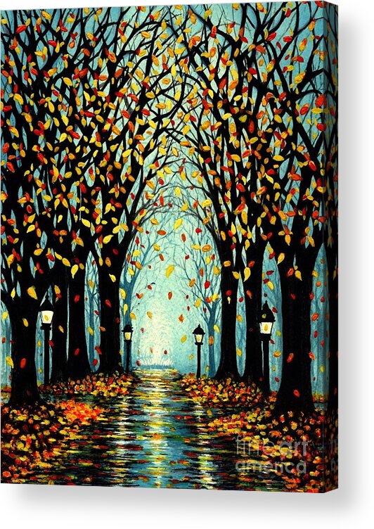 Colorful Leaves Acrylic Print featuring the painting Confetti by Janine Riley