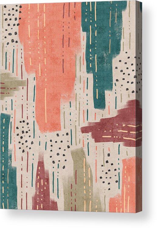 Minimal Acrylic Print featuring the digital art Coral Green and Brown - Minimal, Modern - Contemporary Abstract Art by Studio Grafiikka