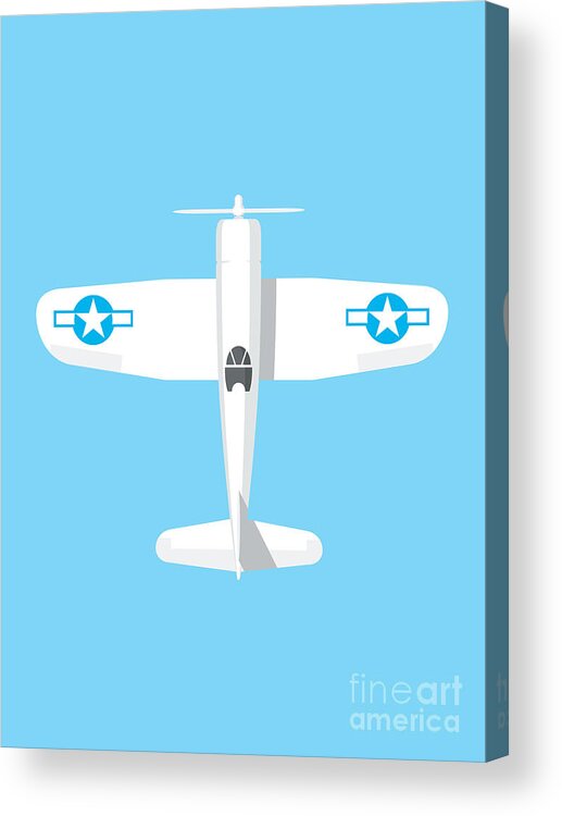 Fighter Acrylic Print featuring the digital art Corsair Fighter Aircraft - Sky by Organic Synthesis