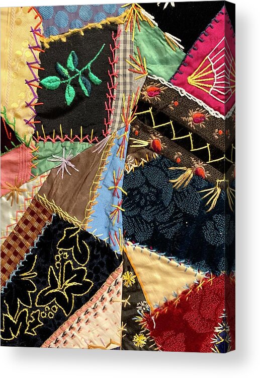 Quilt Acrylic Print featuring the photograph Crazy Quilt 1 by Modern Art