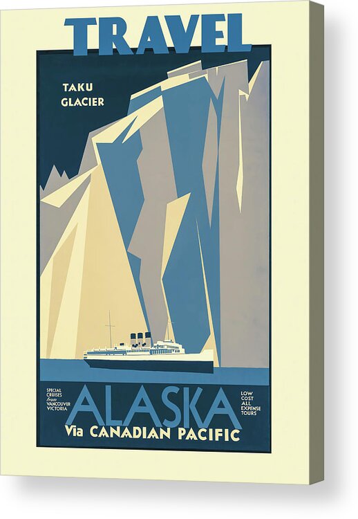 Alaska Acrylic Print featuring the photograph Cruise Alaska Vintage Travel Poster by Carol Japp