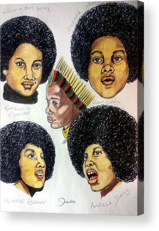 Black Art Acrylic Print featuring the drawing Da Pantherlettes by Joedee