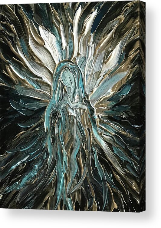 Abstract Acrylic Print featuring the painting Divine Mother Silver by Michelle Pier