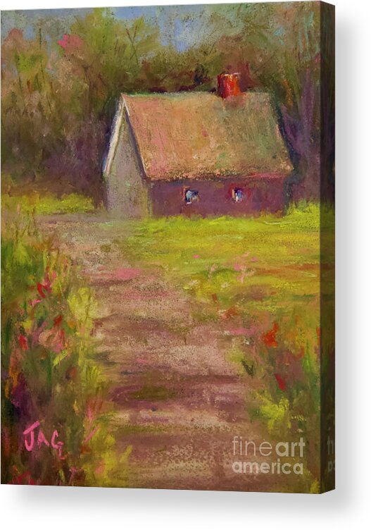 Cottage Acrylic Print featuring the pastel Down The Lane by Joyce Guariglia