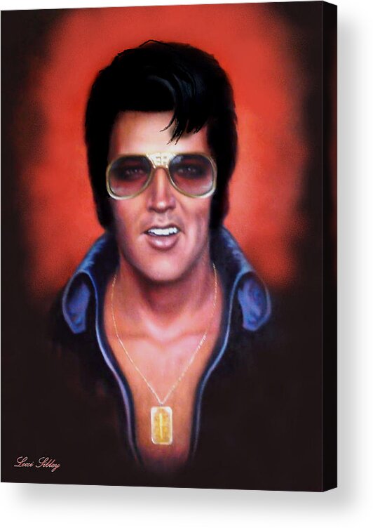 Elvis Acrylic Print featuring the painting Elvis wearing his EP glasses by Loxi Sibley