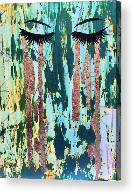 Gold Leaf Acrylic Print featuring the mixed media Empathic AF by Jayime Jean