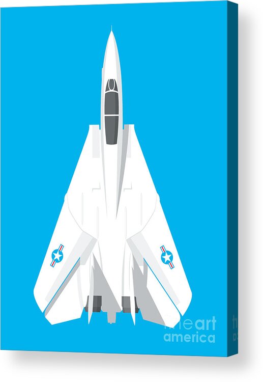 Jet Acrylic Print featuring the digital art F-14 Tomcat Fighter Jet Aircraft - Cyan by Organic Synthesis