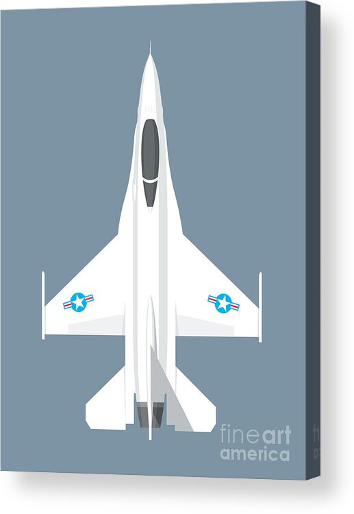 Fighter Acrylic Print featuring the digital art F-16 Falcon Fighter Jet Aircraft - Slate by Organic Synthesis