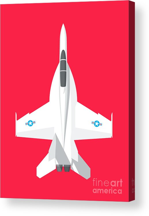Jet Acrylic Print featuring the digital art F-18 Super Hornet Jet Fighter Aircraft - Crimson by Organic Synthesis