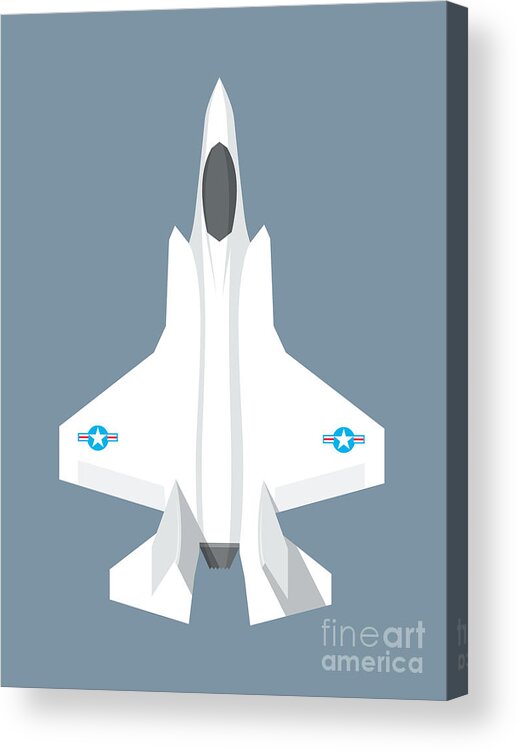 Aircraft Acrylic Print featuring the digital art F-35 Stealth Jet Fighter - Slate by Organic Synthesis