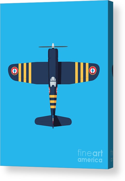 Aircraft Acrylic Print featuring the digital art F4U Corsair WWII Fighter Aircraft - French by Organic Synthesis