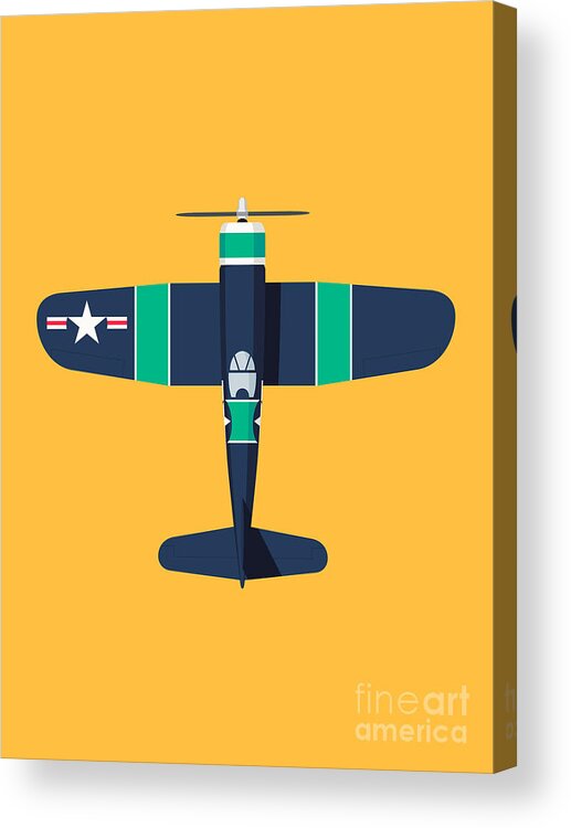 Aircraft Acrylic Print featuring the digital art F4U Corsair WWII Fighter Aircraft - Stripe by Organic Synthesis