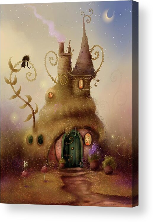 Fairy House Acrylic Print featuring the painting Fairy Fern Cottage by Joe Gilronan