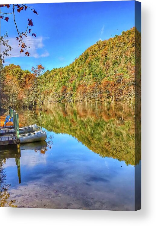 Canoes Acrylic Print featuring the photograph Fall Reflections by Pam Rendall