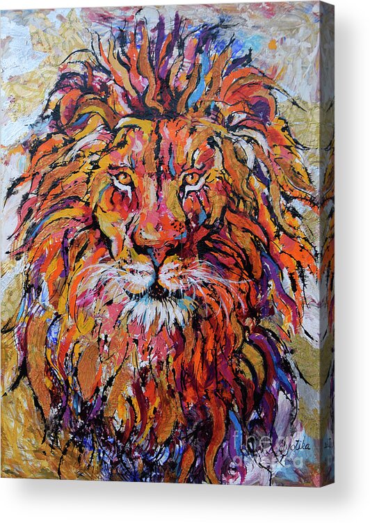  Acrylic Print featuring the painting Fearless Lion by Jyotika Shroff