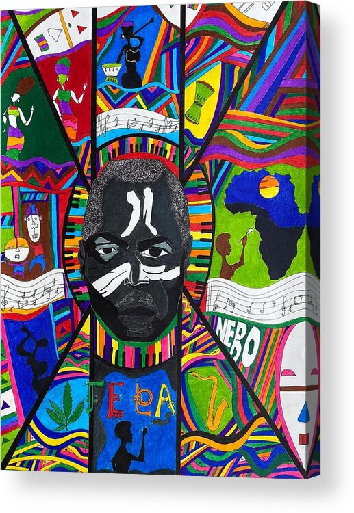 Fela Kuti Inspired Art Acrylic Print featuring the drawing Fela Kuti by Nero Osiobe