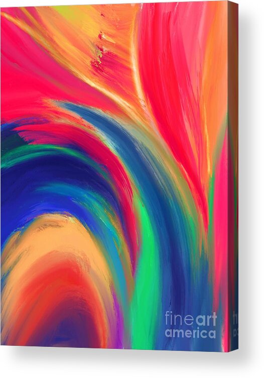 Abstract Acrylic Print featuring the digital art Fiery Fire - Modern Colorful Abstract Digital Art by Sambel Pedes