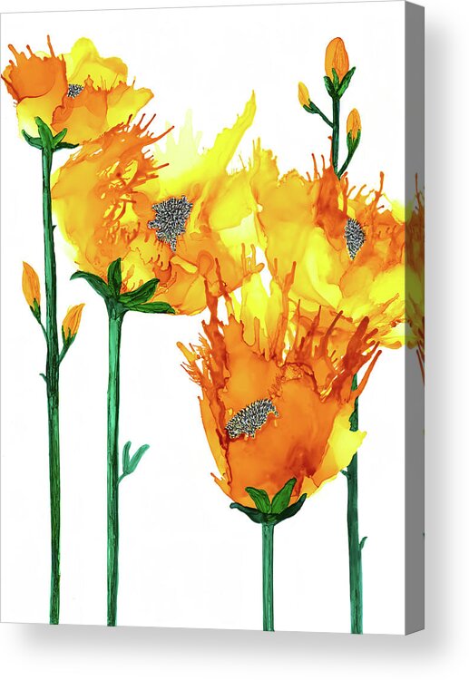 Flowers Acrylic Print featuring the painting Fire Flowers  by Deborah League