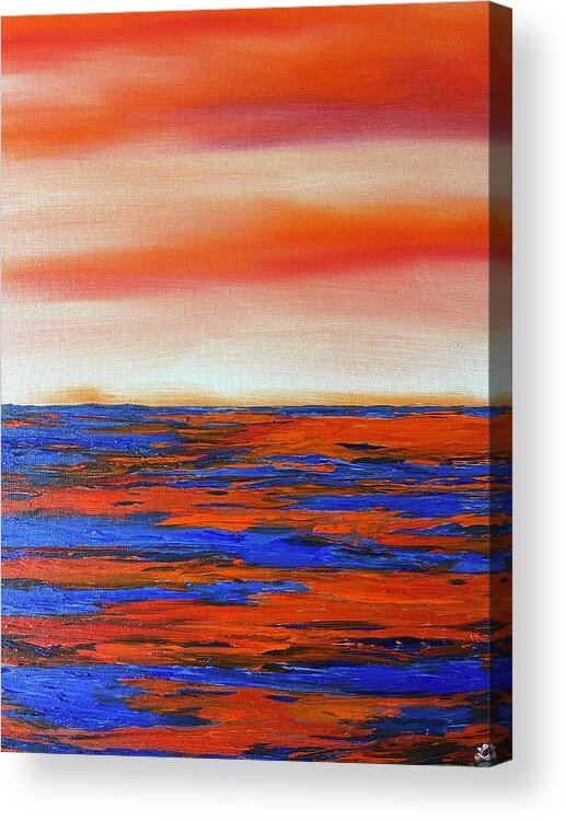 Blue Acrylic Print featuring the painting Fire On The Water by Lisa White