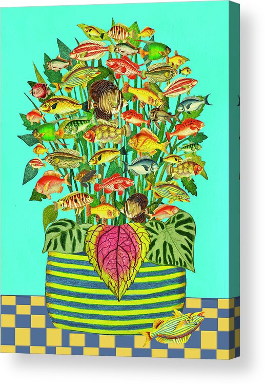 Bouquet Acrylic Print featuring the mixed media Fish Bouquet by Lorena Cassady