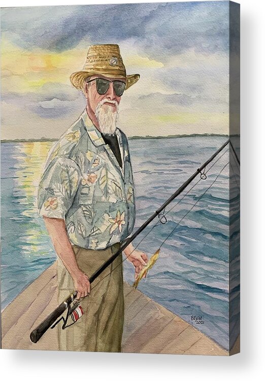 Fisherman Acrylic Print featuring the painting Fisherman Ken by Clara Sue Beym