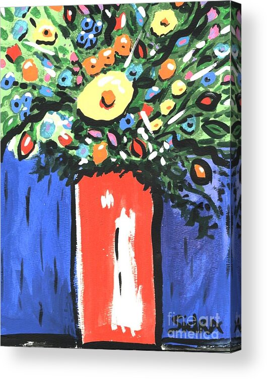 Red Acrylic Print featuring the painting Floral 278 by Sidra Myers