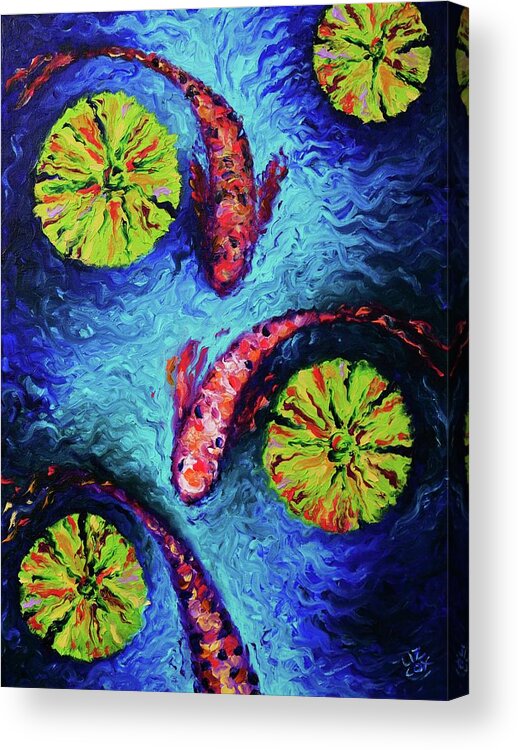 Koi Acrylic Print featuring the painting Follow The Leader by Elizabeth Cox