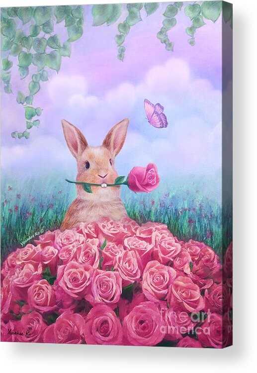 Rose Acrylic Print featuring the painting For You by Yoonhee Ko