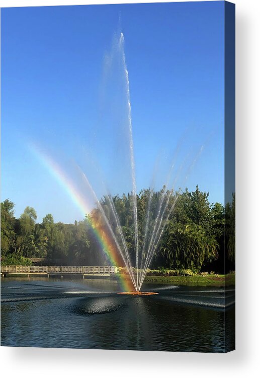 Fountain Acrylic Print featuring the photograph Fountain Rainbow - Portrait by Shane Bechler