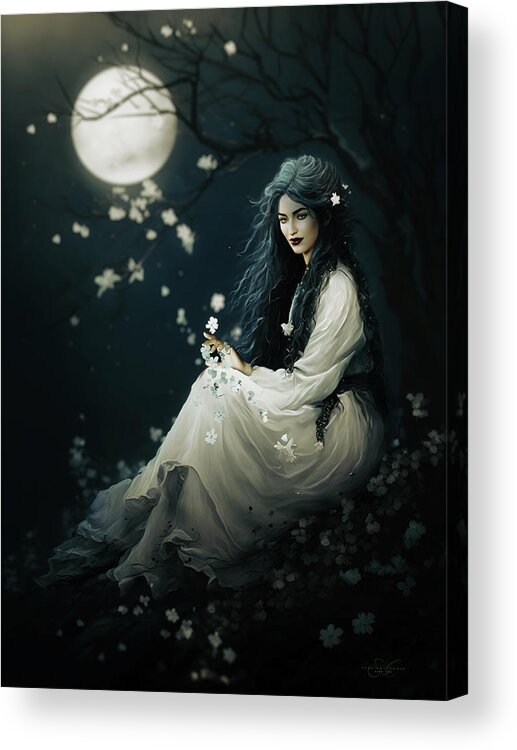 Blue Moon Acrylic Print featuring the digital art Gentle Grace under Blue Moon by Shanina Conway