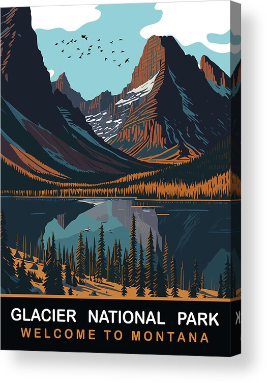 Glacier Acrylic Print featuring the digital art Glacier National Park, MT by Long Shot