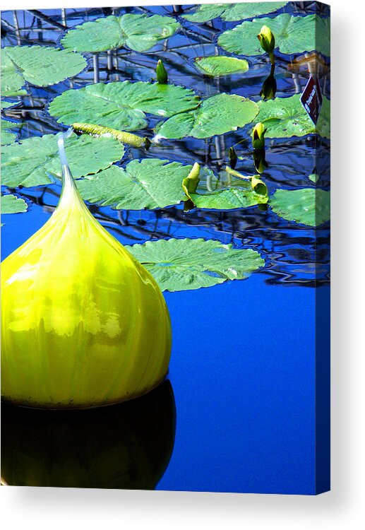 Landscape Acrylic Print featuring the photograph Glass Sculpture Water Lily Missouri Botanical Garden by Patrick Malon