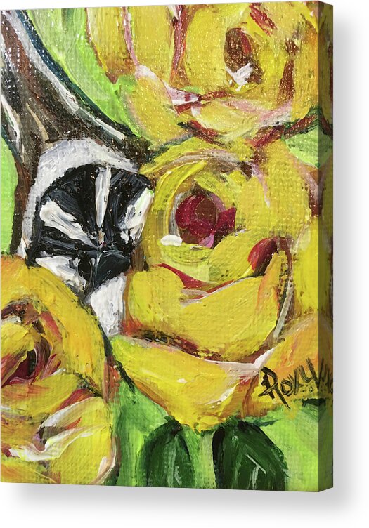 Sparrow Acrylic Print featuring the painting Good Morning Sparrow by Roxy Rich