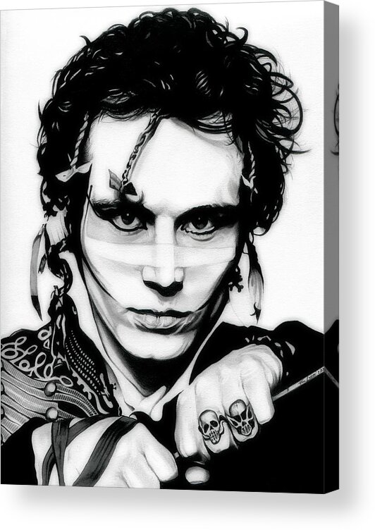 Adam Ant Acrylic Print featuring the drawing Goody two shoes - Adam Ant - Original Black and White Edition by Fred Larucci
