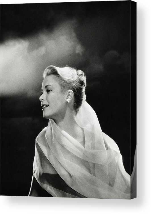 Actress Acrylic Print featuring the photograph Grace Kelly in White Chiffon by Jean Howard
