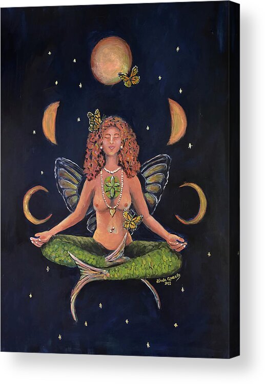 Heart Chakra Acrylic Print featuring the painting I Face My Shadows With an Open Heart by Linda Queally