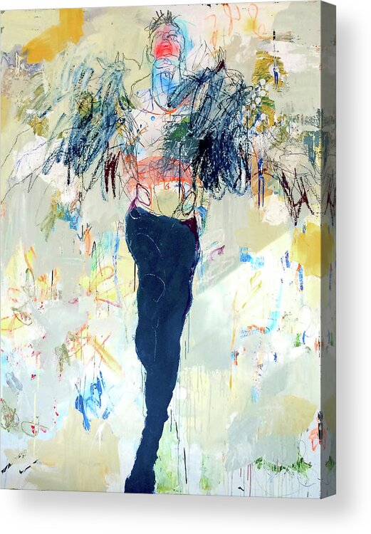 Mythology Acrylic Print featuring the mixed media Icarus A by Jylian Gustlin