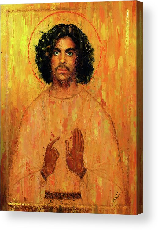 Prince Acrylic Print featuring the painting Icon - The Prince of music by Vart