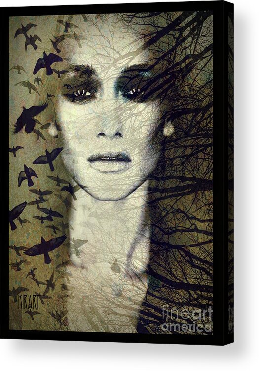 Woman Acrylic Print featuring the mixed media In a melancholy mood by Kira Bodensted