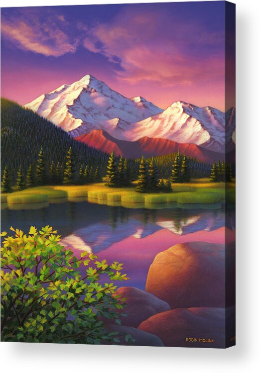 Mountain Scene Acrylic Print featuring the painting Ivory Mountain by Robin Moline